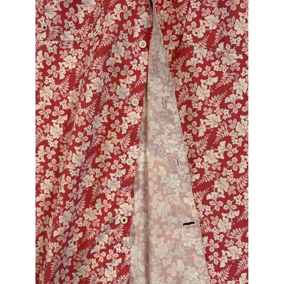 IZOD Saltwater Men's XXL Pinkish/Red Hawaiian Floral Short Sleeve Shirt Beach - Picture 10 of 12